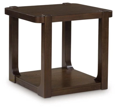 Breckington Contemporary End Table with Lower Shelf, Dark Brown - Image 1 of 4