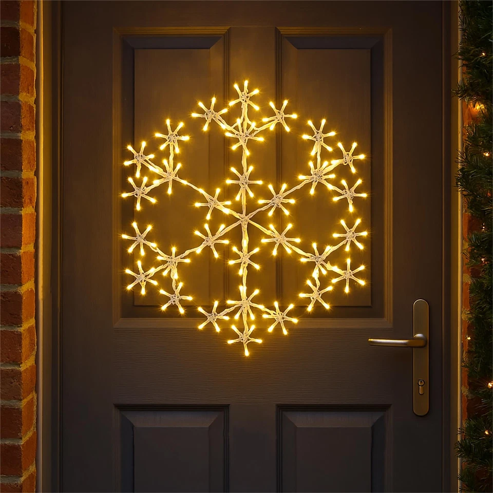 XMAS HAUS 49cm Christmas Snowflake Window Light Warm White 180 LED Xmas Winter Hanging