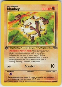 Pokemon TCG Mankey 55/64 Jungle Common card 1st Edition LP - Picture 1 of 2