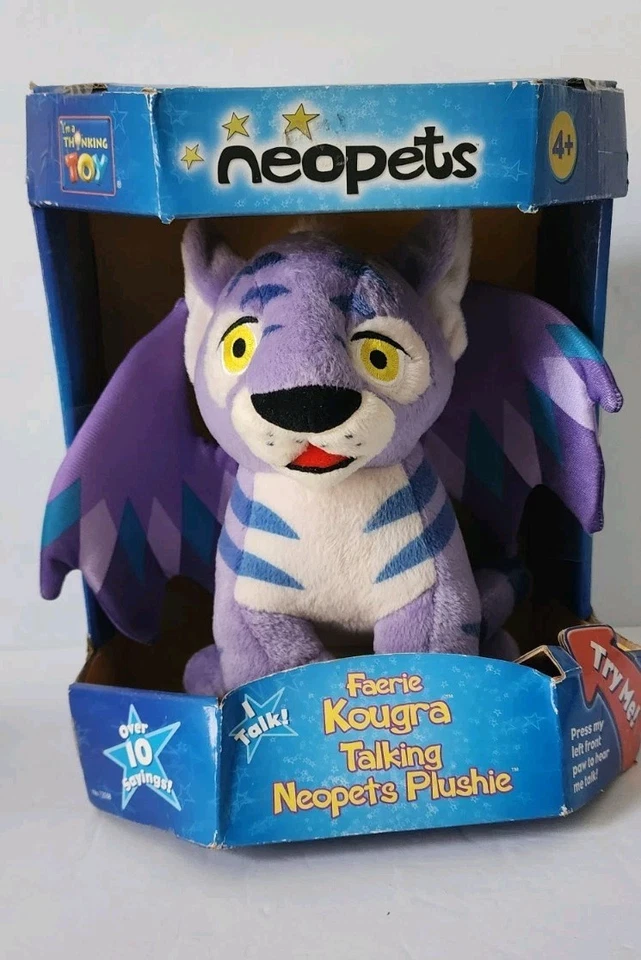 Neopets Faerie Kougra Talking Light up Plush 9" 2003 Purple Cougar Tiger 13730