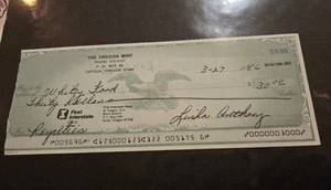 Whitey Ford Endorsed Check . Signed On Back W. Ford. - Picture 1 of 2