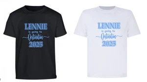 Junior Youth Children's Kids Personalised Holiday T-Shirt 2025 Black/white - Picture 1 of 12