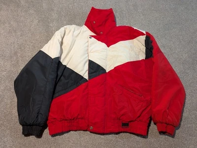 Vintage Yamaha Jacket Mens Large Black Red Snowmobile Bomber Insulated Coat - Image 1 of 4