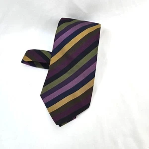 Etro Milano adrette lila mehrfarbige diagonal gestreifte Herrenkrawatte aus 100 % Karriere - Bild 1 von 5