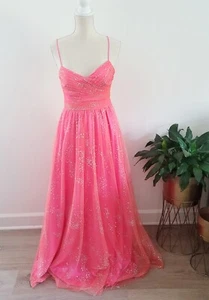 Hailey Logan Adrianna Papell Hot Pink Barbie Sleeveless Glittter Gown Dress 5/6 - Picture 1 of 16