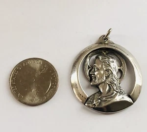 Signierter großer religiöser Anhänger Weston Sterlingsilber Jesus für Halskette - Bild 1 von 5