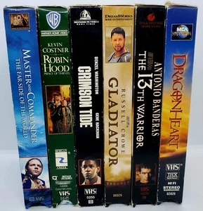 Vintage LOT of 6 (VHS) Gladiator DragonHeart 13th Warrior Crimson Tide Robinhood - Picture 1 of 23