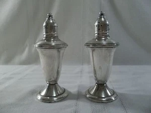 Pair of Weighted Sterling Silver with Glass Lining Salt & Pepper Shakers~DC~ - Picture 1 of 11