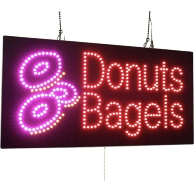 Letrero Donuts Bagels, señalización TOPKING, LED neón abierto, tienda, ventana, tienda, exhibición Foto 1 de 2