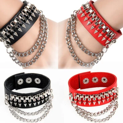 Pulseras Punk Remache Rock Gótico Motociclista Cuero Pulsera Ajustable Hombres Mujeres Foto 1 de 4