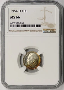 1964-D Roosevelt Dime 10C MS 66 NGC - Picture 1 of 2
