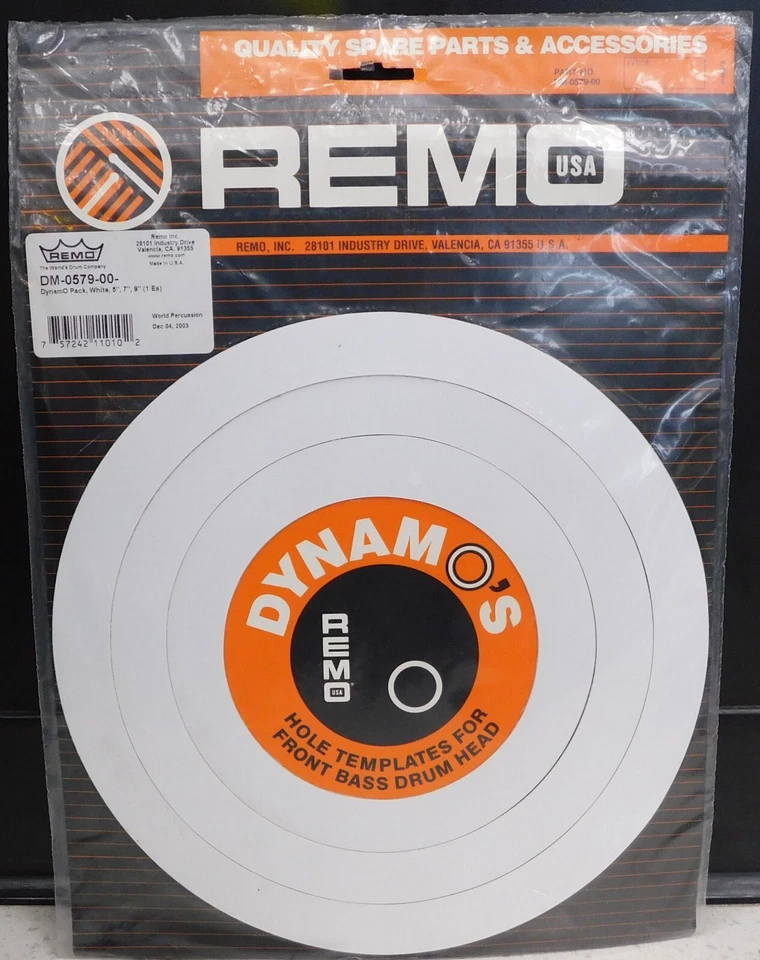 Remo DynamO DM-0579-00 - 5", 7" & 9" Adhesive Bass Drum Head Hole Template Rings