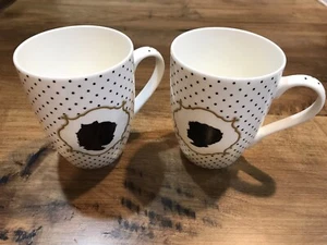 Silhouette Coffee Mug Black And White Cup Polka Dot Boy And Girl - Picture 1 of 2