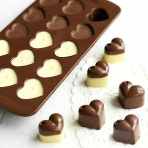 (8er Pack) Herz mit Grübchen Silikon Schokolade, Backen, Wachs, Süßigkeiten, Badebomben Form - Bild 1 von 3