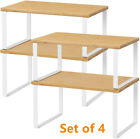 Set of 4 NEX Bamboo Kitchen Cabinet Counter Shelf Organizer Stackable Expandable