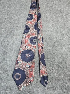 Oscar deLaRenta~Men’s 100% Silk~ Tie~ Navy Blue ~ Oriental Rug Style ~VGC ~ - Picture 1 of 12