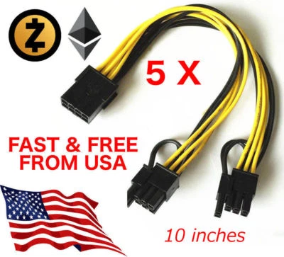 5 PCS PCIE 8-pin Female to 2 Dual 8-pin 6+2-pin Male GPU Graphics Power Cable - Image 1 of 4