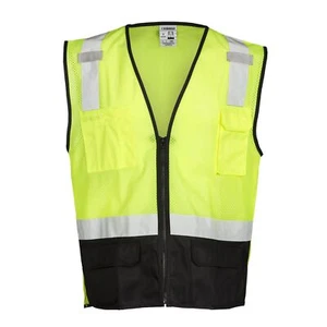 Unisex High Visibility Reflective Black Bottom Mesh Vest 1509 Zipper Closure ... - Picture 1 of 6