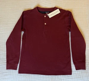 Janie and Jack Boys Long Sleeve Burgundy Maroon Henley Shirt Size 7 NWT - Picture 1 of 4