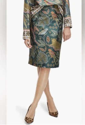 202 новый с Ярлыками J. Crew No 2 Карандаш зеленый украшенный джунглей леопард птица цветочный юбка 4 $159 - Изображение 1 из 4