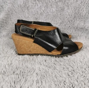 Clarks Damensandalen UK 5 schwarz Leder Helio schwimmender Keilabsatz breite Passform - Bild 1 von 20