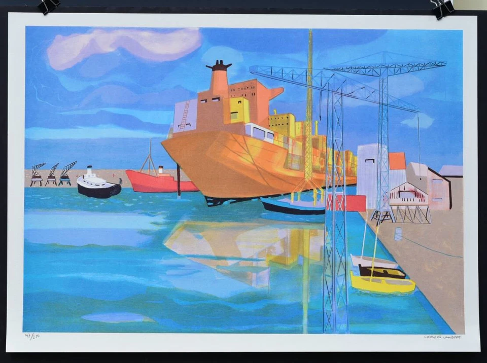 Original GEORGE LAMBERT lithograph, Freighter, signed and numbered - Image 1 of 1