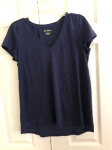 Lilly Pulitzer Size M Navy Blue T Shirt Blouse Top Women 100% Pima Cotton Modern - Picture 1 of 12