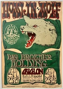 Howlin' Wolf Avalon Ballroom FD027-PO Janis Joplin Stanley Mouse 1966 Poster 1st - Picture 1 of 1