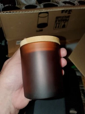 Amber Candle containers With Bamboo Lids  - Image 1 of 2