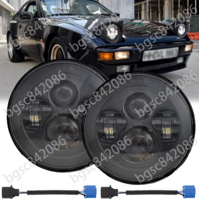 Par de faros LED redondos de 7 pulgadas proyector de haz alto bajo para Porsche 944 1983-1991 Foto 1 de 4