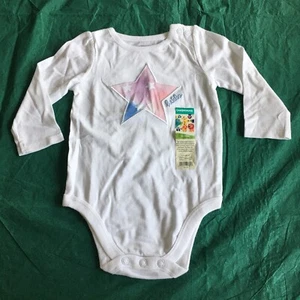 NWT Garanimals White Long Sleeve Embroidered Star “Hello” One Piece 6-9 Months - Picture 1 of 7