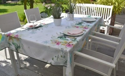 Tablecloth Provence 150x200 CM Light Grey Floral Motif from France Non-Iron - Image 1 of 4