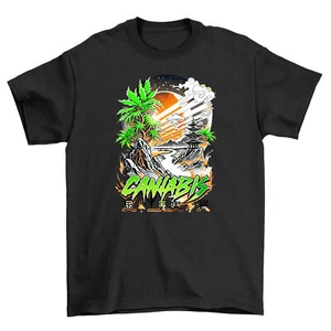 Weed Hemp_79 Palm Tree Paradise T-shirt - Funny and Chill! 100% Cotton, Unisex P - Picture 1 of 46