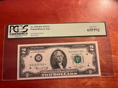1976 $2  Cleveland STAR NOTE FR#1935-D*  PCGS 65 PPQ GEM NEW - Image 1 of 2