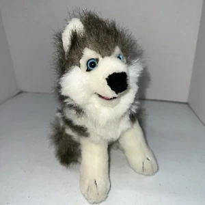 Shalom Toy Co Shaggy Scruffy Gray White Husky Wolf Dog Plush 9” Blue Eyes No Tag - Picture 1 of 8