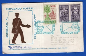 ECUADOR TO URUGUAY, UNCIRCULATED FDC, 1953, NICE! - Picture 1 of 1