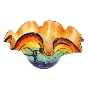 Allura Murano Style Art Glass Floppy 15" Centerpiece Bowl - Picture 1 of 1