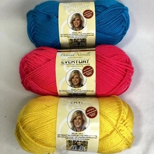 PREMIER YARN Lot of 3 Deborah Norville YELLOW PINK BLUE 4 oz (New Old Stock) - Picture 1 of 13