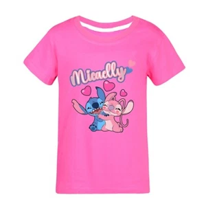 Girls Lilo&Stitch Cartoon Anime T-Shirts Summer Casual Shirt Tops Kids Tees - Picture 1 of 22