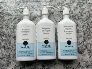 3 BATH & BODY WORKS AROMATHERAPY WATER BERGAMOT LEMONGRASS JUNIPER LOTION CREAM - Picture 1 of 5
