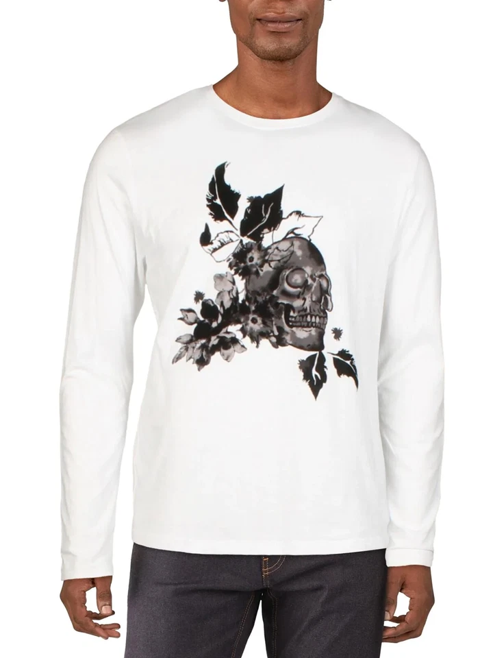 INC INTERNATIONAL CONCEPTS White Devon Long Sleeve Crew Neck Shirt NEW 2XL XXL - Image 1 of 1