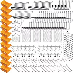 260 PCS Peg Board Kit Assortimento Accessori Strumento Metallo Gancio Pegboard Organizer - Foto 1 di 12