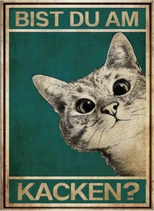 Bist Du Am Kacken Katze Bild Poster Wandbild Klo Bathroom Toilet WC Decoration V - Bild 1 von 8