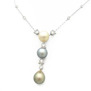 Cartier drune Necklace Pearl Diamond K18 WG P0029811 - Picture 1 of 4