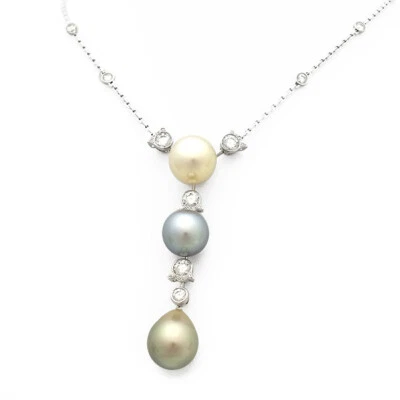 Colar Cartier drune pérola diamante K18 WG P0029811 - Imagem 1 de 4