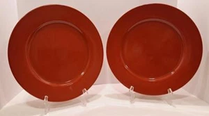 SET of 2 - TAITU UNO Dark Red 12" Chop/Dinner Plate(s) Made in Japan Heavy - Picture 1 of 6