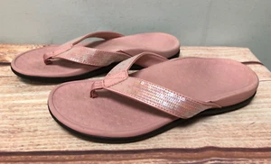 Vionic Tide Pink Sequins Thong Flip Flop Comfort Sandals Womens 6 / 37 (8k14) - Picture 1 of 10