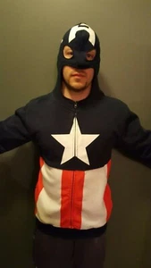 CAPTAIN AMERICA - MASKENKAPUZENPULLOVER - 1/SEITE - REISSVERSCHLUSS ""M"" - MARVEL COMICS - HERREN - NEU - Bild 1 von 3