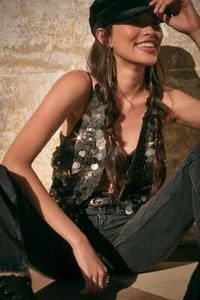 FREE PEOPLE Heavy Metal Vest Harness Black UK M 12 - 14 - Picture 1 of 10