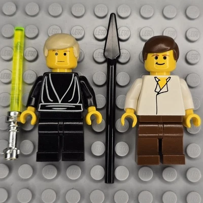 Lego Star Wars Minifigures SW0020 Luke Skywalker SW0015 Han Solo from Set 7104 - Image 1 of 4